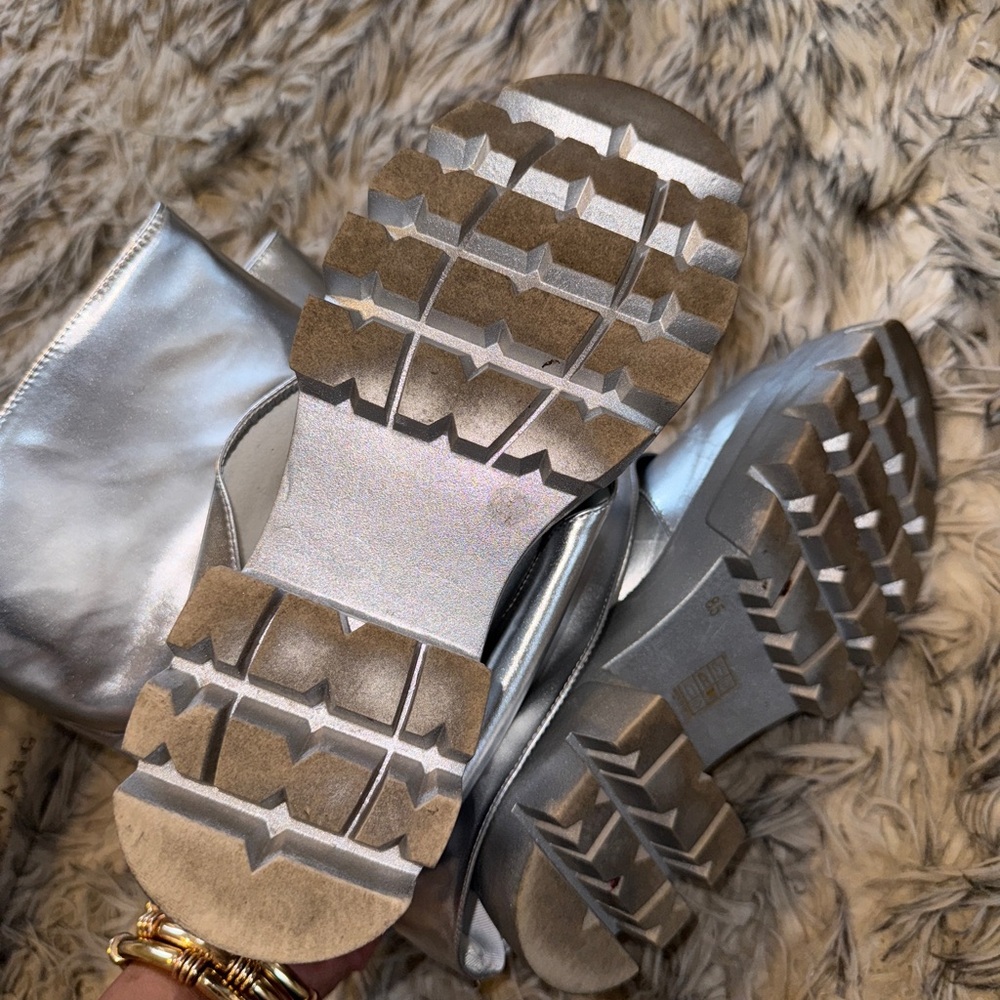Azalea Wang Silver Combat Boots - Picture 5 of 11
